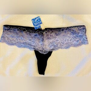 Intimately Free People Lace Trim Black Thong